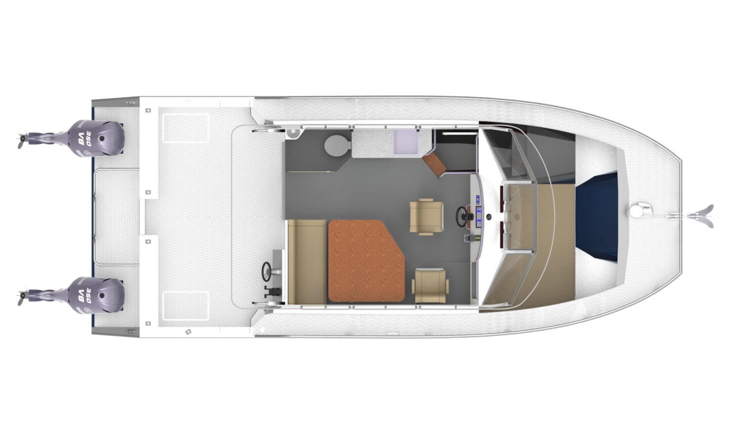 Thirty Two Thirteen Boat Top Interior Rendering