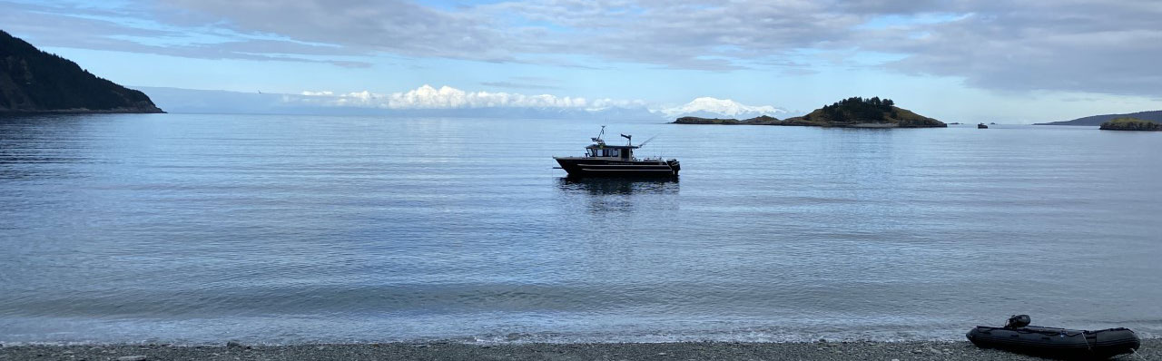 Alaskan Aluminum Power Catamaran boat on the water in Kodiak